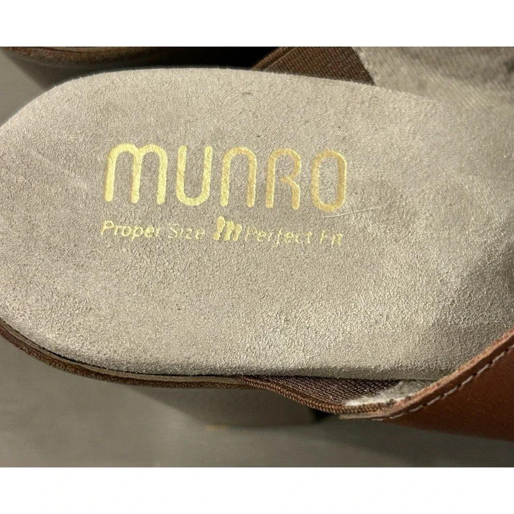 Munro‎ American Yuma Women's Sandals Criss Cross Brown Slip On Sz 8M Made in USA